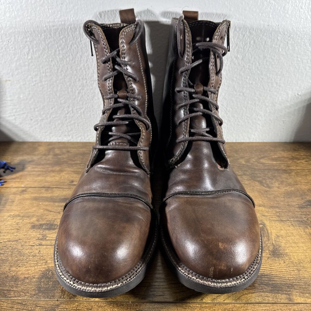 Bed Stu Men's Brown Leather Boots Sz 10.5 Zip Round Toe